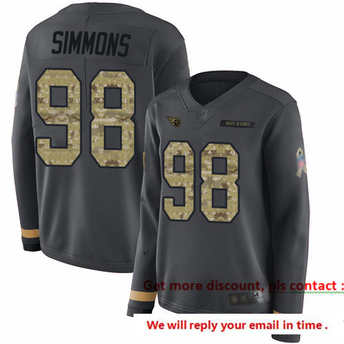 Titans 98 Jeffery Simmons Anthracite Salute to Service Women Stitched Football Limited Therma Long S