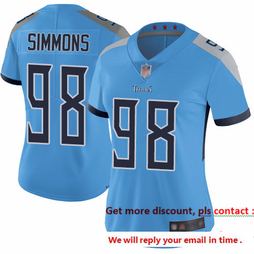 Titans 98 Jeffery Simmons Light Blue Alternate Women Stitched Football Vapor Untouchable Limited Jer