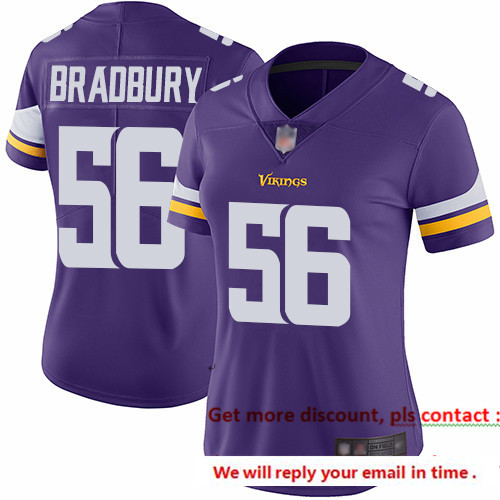 Vikings 56 Garrett Bradbury Purple Team Color Women Stitched Football Vapor Untouchable Limited Jers