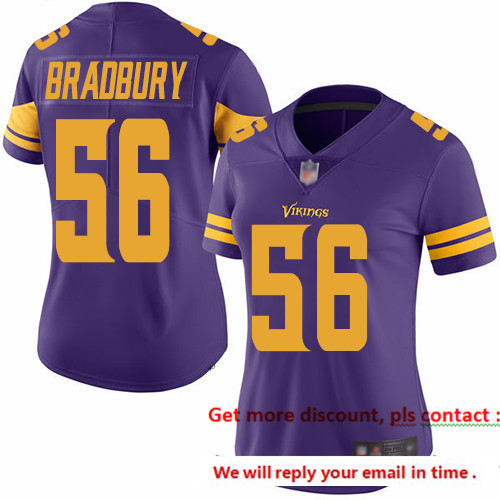Vikings 56 Garrett Bradbury Purple Women Stitched Football Limit