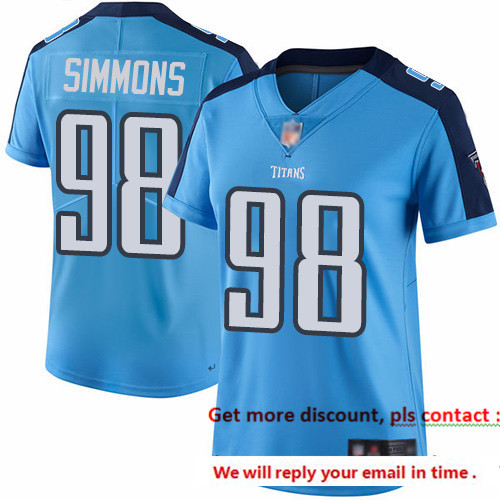 Titans 98 Jeffery Simmons Light Blue Women Stitched Football Lim