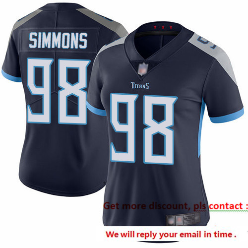 Titans 98 Jeffery Simmons Navy Blue Team Color Women Stitched Football Vapor Untouchable Limited Jer