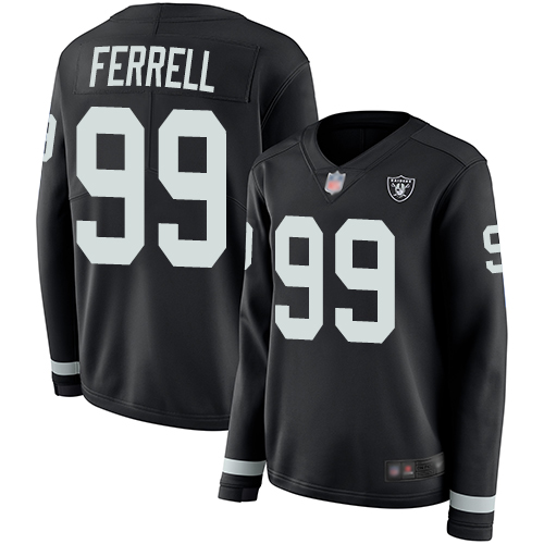 Raiders 99 Clelin Ferrell Black Team Color Women Stitched Football Limited Therma Long Sleeve Jersey