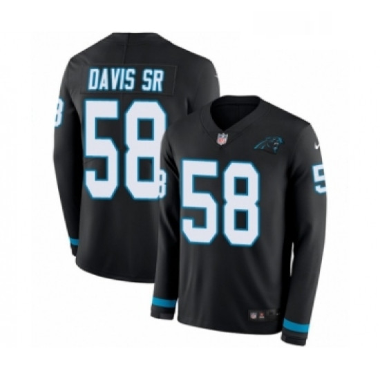 Youth Nike Carolina Panthers 58 Thomas Davis Limited Black Therma Long Sleeve NFL Jersey