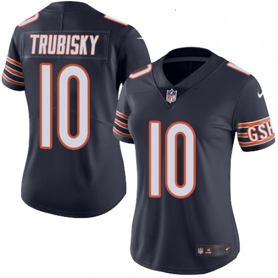 Womens Nike Chicago Bears 10 Mitchell Trubisky Navy Blue Team Co