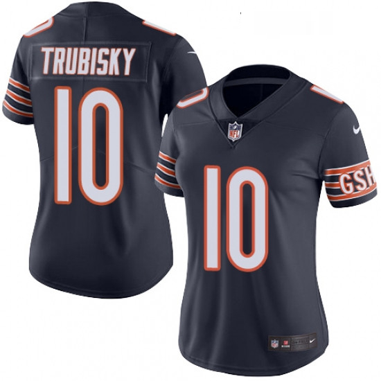 Womens Nike Chicago Bears 10 Mitchell Trubisky Navy Blue Team Color Vapor Untouchable Limited Player