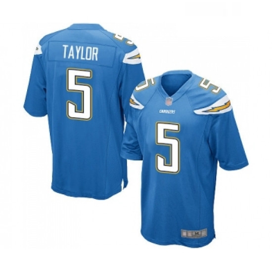 Men Los Angeles Chargers 5 Tyrod Taylor Game Electric Blue Alter