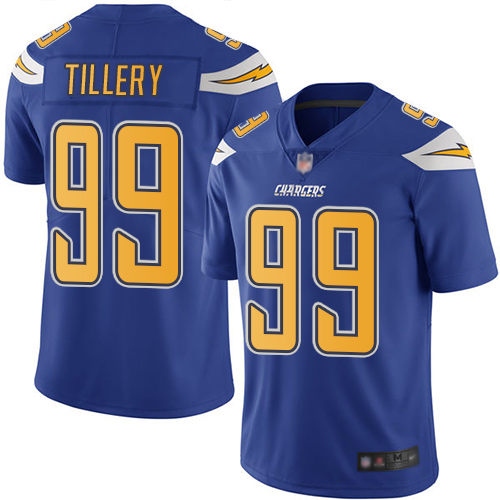 Chargers 99 Jerry Tillery Electric Blue Youth Stitched Football 