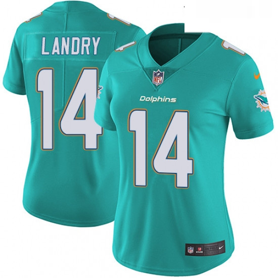 Womens Nike Miami Dolphins 14 Jarvis Landry Elite Aqua Green Team Color NFL Jersey