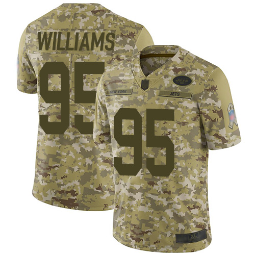 Jets 95 Quinnen Williams Camo Youth Stitched Football Limited 2018 Salute to Service Jersey