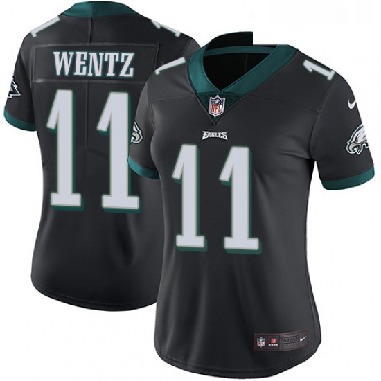 Womens Nike Philadelphia Eagles 11 Carson Wentz Black Alternate Vapor Untouchable Limited Player NFL