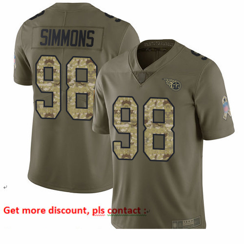 Titans 98 Jeffery Simmons Olive Camo Youth Stitched Football Limited 2017 Salute to Service Jersey