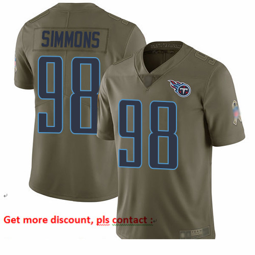 Titans 98 Jeffery Simmons Olive Youth Stitched Football Limited 2017 Salute to Service Jersey