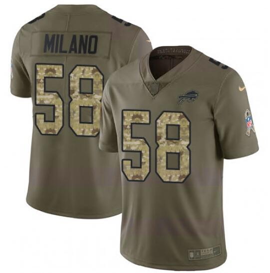 Men's Nike Buffalo Bills #58 Matt Milano Limited Olive Camo 2017 Salute to Service NFL Jersey