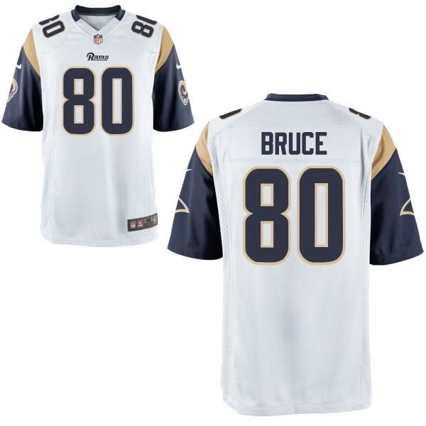 Men's Nike St. Louis Rams 80 Isaac Bruce Game White Road NFL Jersey