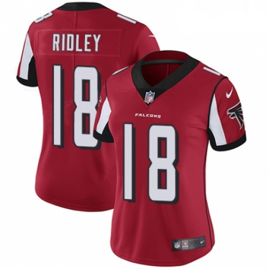 Womens Nike Atlanta Falcons 18 Calvin Ridley Red Team Color Vapor Untouchable Elite Player NFL Jerse