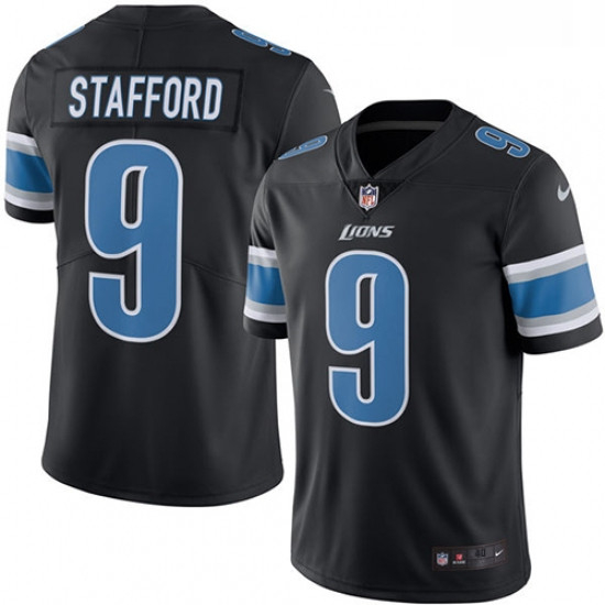 Men Nike Detroit Lions 9 Matthew Stafford Limited Black Rush Vapor Untouchable NFL Jersey