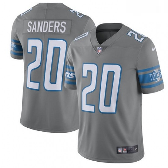 Men Nike Detroit Lions 20 Barry Sanders Limited Steel Rush Vapor Untouchable NFL Jersey