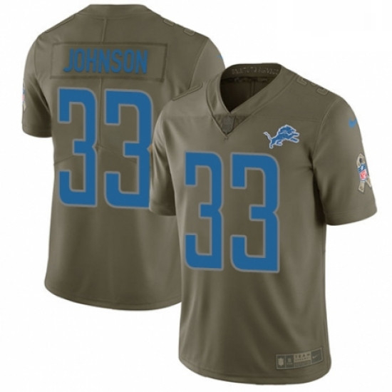 Men Nike Detroit Lions 33 Kerryon Johnson Limited Olive 2017 Salute to Service NFL Jersey