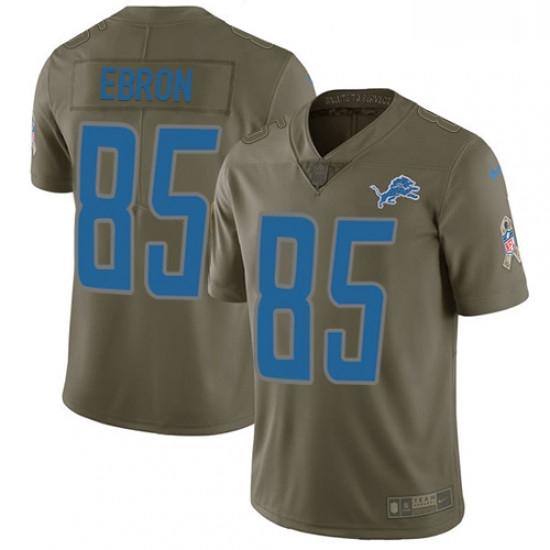 Men Nike Detroit Lions 85 Eric Ebron Limited Olive 2017 Salute to Service NFL Jersey