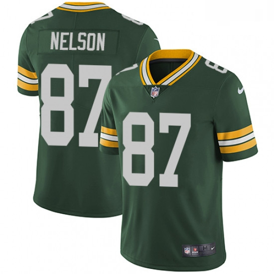 Men Nike Green Bay Packers 87 Jordy Nelson Green Team Color Vapor Untouchable Limited Player NFL Jer