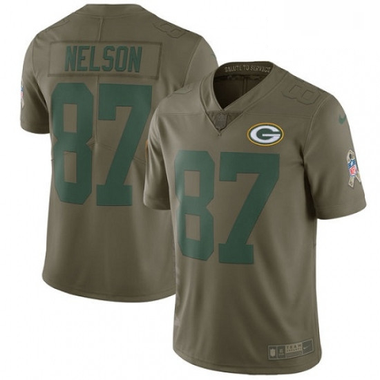 Men Nike Green Bay Packers 87 Jordy Nelson Limited Olive 2017 Sa