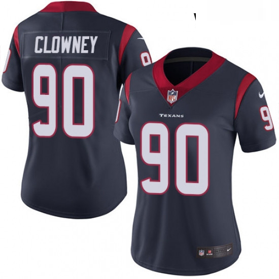 Womens Nike Houston Texans 90 Jadeveon Clowney Limited Navy Blue Team Color Vapor Untouchable NFL Je