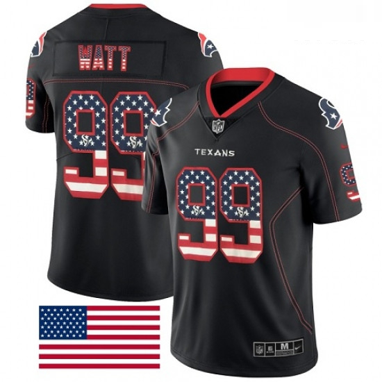 Men Nike Houston Texans 99 JJ Watt Limited Black Rush USA Flag NFL Jersey