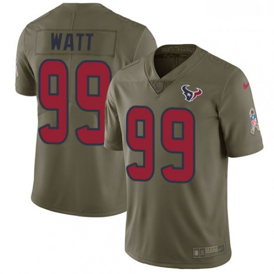 Men Nike Houston Texans 99 JJ Watt Limited Olive 2017 Salute to Service NFL Jersey