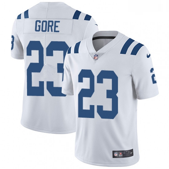 Men Nike Indianapolis Colts 23 Frank Gore White Vapor Untouchable Limited Player NFL Jersey