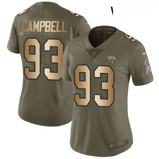 Womens Nike Jacksonville Jaguars 93 Calais Campbell Limited OliveGold 2017 Salute to Service NFL Jer