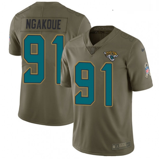 Youth Nike Jacksonville Jaguars 91 Yannick Ngakoue Limited Olive 2017 Salute to Service NFL Jersey