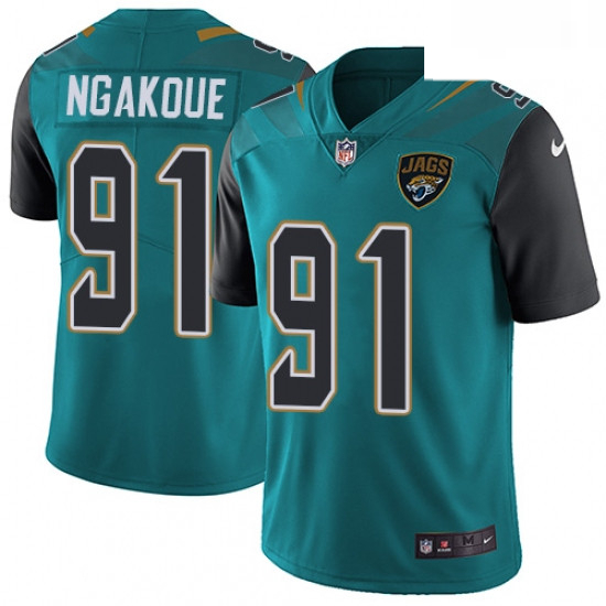 Men Nike Jacksonville Jaguars 91 Yannick Ngakoue Teal Green Team Color Vapor Untouchable Limited Pla