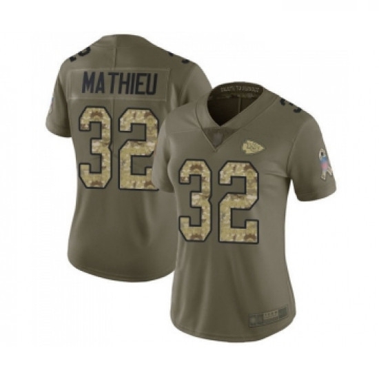 Womens Kansas City Chiefs 32 Tyrann Mathieu Limited Olive Camo 2017 Salute to Service Football Jerse