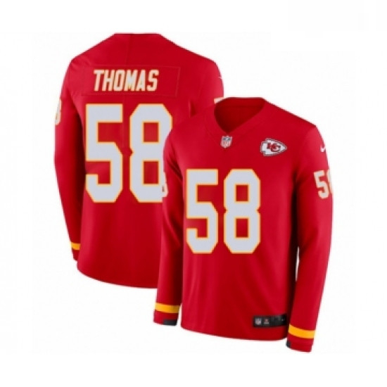 Youth Nike Kansas City Chiefs 58 Derrick Thomas Limited Red Therma Long Sleeve NFL Jersey