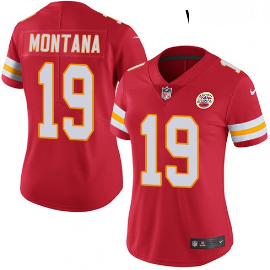 Womens Nike Kansas City Chiefs 19 Joe Montana Red Team Color Vapor Untouchable Limited Player NFL Je