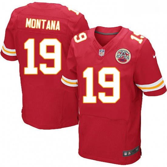 Men Nike Kansas City Chiefs 19 Joe Montana Red Team Color Vapor Untouchable Elite Player NFL Jersey