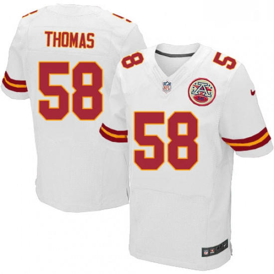 Men Nike Kansas City Chiefs 58 Derrick Thomas White Vapor Untouchable Elite Player NFL Jersey