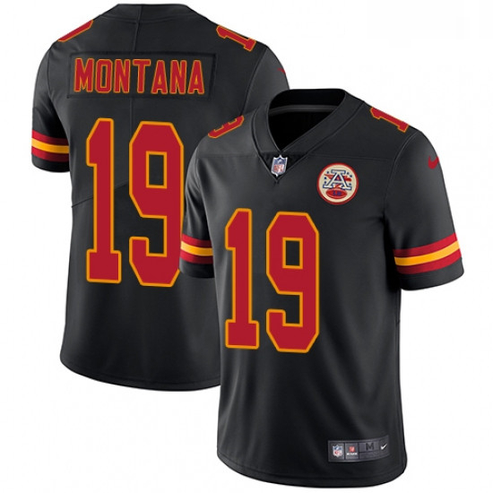 Youth Nike Kansas City Chiefs 19 Joe Montana Limited Black Rush Vapor Untouchable NFL Jersey