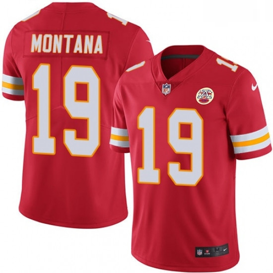 Youth Nike Kansas City Chiefs 19 Joe Montana Red Team Color Vapor Untouchable Limited Player NFL Jer