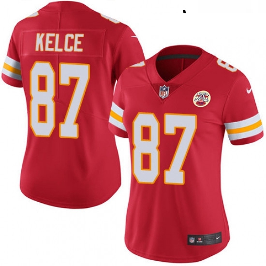 Womens Nike Kansas City Chiefs 87 Travis Kelce Red Team Color Vapor Untouchable Limited Player NFL J