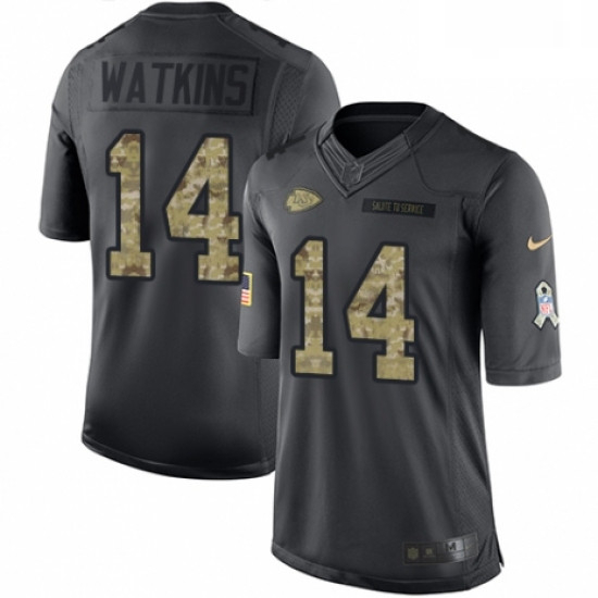 Men Nike Kansas City Chiefs 14 Sammy Watkins Limited Black 2016 Salute to Service NFL Jersey