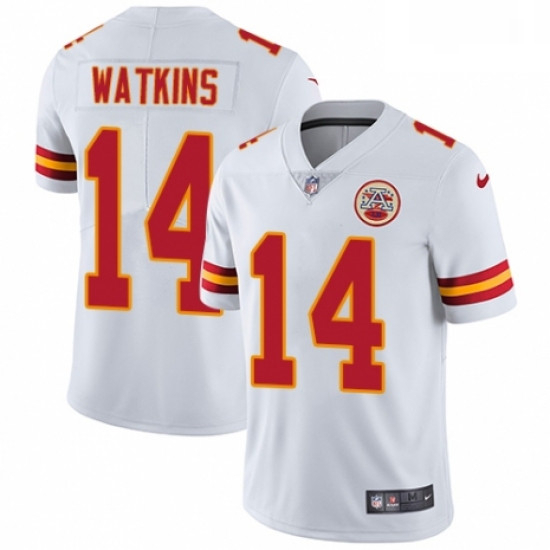 Men Nike Kansas City Chiefs 14 Sammy Watkins White Vapor Untouchable Limited Player NFL Jersey