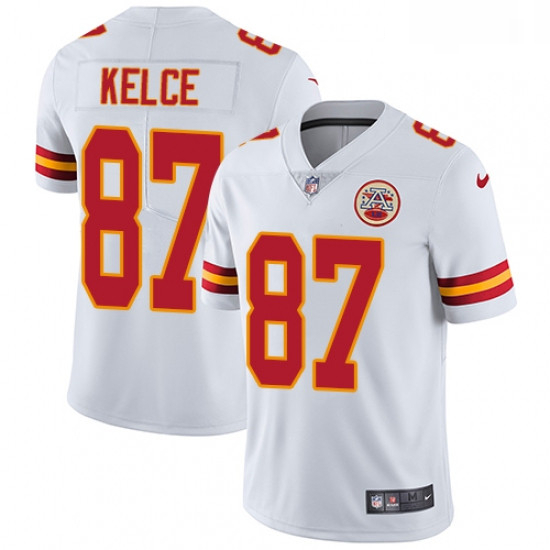 Youth Nike Kansas City Chiefs 87 Travis Kelce White Vapor Untouchable Limited Player NFL Jersey