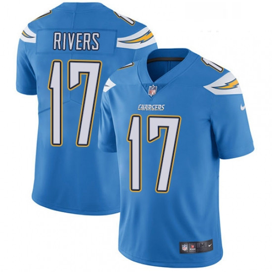 Men Nike Los Angeles Chargers 17 Philip Rivers Electric Blue Alternate Vapor Untouchable Limited Pla