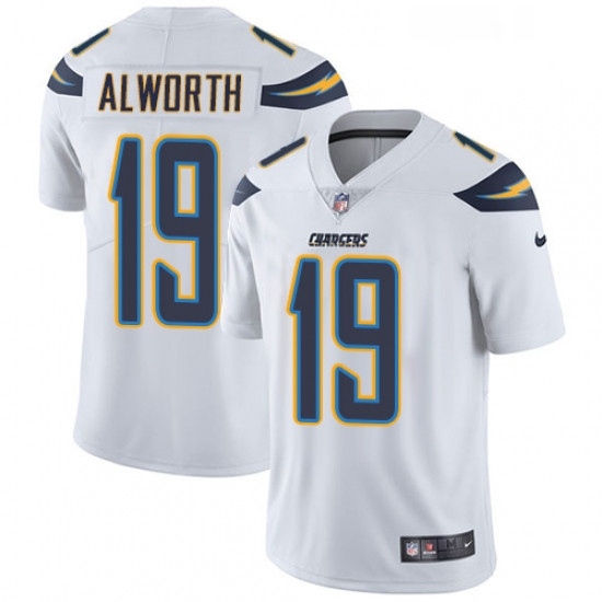 Men Nike Los Angeles Chargers 19 Lance Alworth White Vapor Untouchable Limited Player NFL Jersey