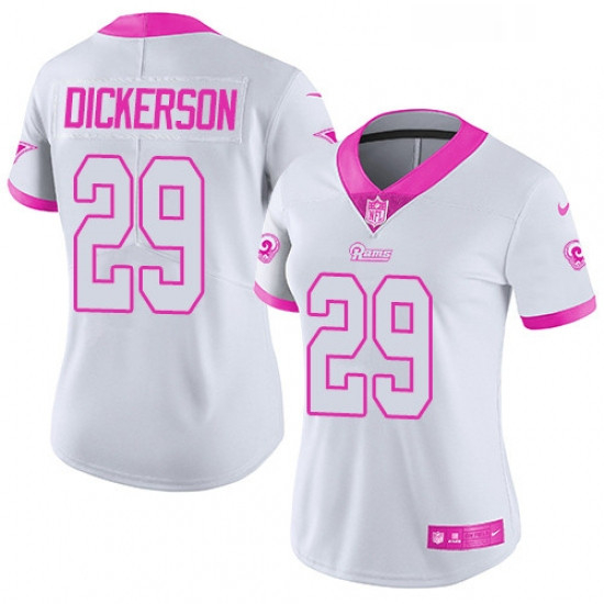 Womens Nike Los Angeles Rams 29 Eric Dickerson Limited WhitePink Rush Fashion NFL Jersey