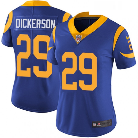 Womens Nike Los Angeles Rams 29 Eric Dickerson Royal Blue Alternate Vapor Untouchable Limited Player