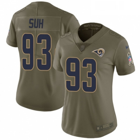 Womens Nike Los Angeles Rams 93 Ndamukong Suh Limited Olive 2017 Salute to Service NFL Jersey