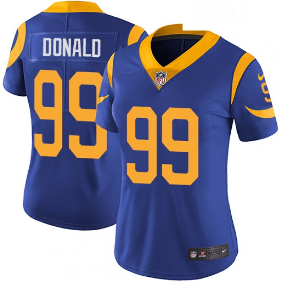 Womens Nike Los Angeles Rams 99 Aaron Donald Royal Blue Alternate Vapor Untouchable Limited Player N